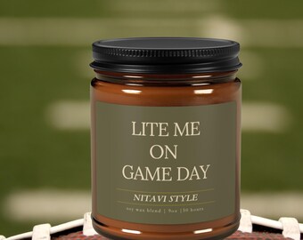 Lite Me on Game Day Candle Football Season Guy/Men,s Candle  Gift Fun Fall Hosting Decor Hostess Gifts Tailgate Party Gifts for Sports Fan