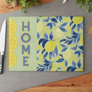 Home Lemons Glass Cutting Board Gift Housewarming New Home Apartment Elegant Home Decor Kitchen Accessory Wedding Bridal Shower Gift Basket