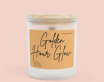 Golden Hour Glow Frosted Glass Candle, 11oz Scented Soy Motivational Self Care Candle Gift for Housewarming Hostess Gifts for Her/Him