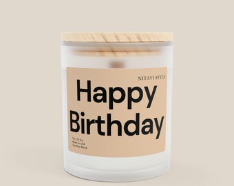 Happy Birthday Frosted Glass Candle, 11oz Scented Soy Candle Gift Funny Birthday Gifts for Her Birthday Decor Bestie Mom Dad