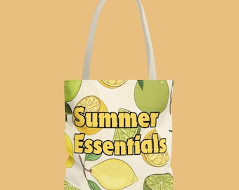 Summer Essentials Lemons Tote Bag Coastal Limes Cruise Trendy Shopping Totes Market Travel Accessories Gift for Brides Couples Everyday