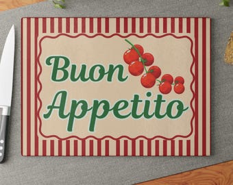 Buon Appetito Glass Cutting Board  Nonna Style Aesthetic Grandmas Tuscan Italian Kitchen Home Decor Great Hostess Gift Housewarming New home