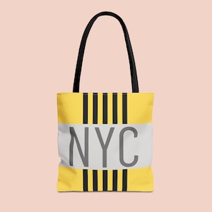 NYC Tote Bag – Yellow Taxi Cab Inspired Tote Bag New York City Gift Urban Street Style Shoulder Tote Reusable Eco Bag for Shopping & Travel