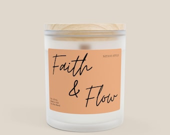 Faith & Flow Frosted Glass Candle, 11oz Scented Soy Candle Gift for Mom Gifts for Sister Wife Best Friend Grandma Aunt