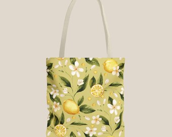 Costal Lemons Tote Bag Trendy Shopping Totes Market Bag Travel Accessories Book Bag Travel Tote Gift for Brides Bridal Wedding Everyday Tote