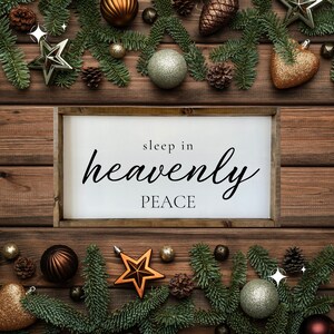 Sleep In Heavenly Peace | Framed Christmas Sign | Christmas Holiday Decor