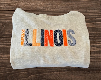 Customizable Appliqué Sweatshirt - State, College, Sport Team, Name.