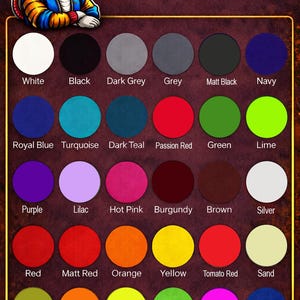 May include: A color chart for Puff HTV Vinyl featuring a variety of colors, including white, black, and shades of grey, blue, red, and green. The chart includes the text "Puff HTV Vinyl" and a cartoon mouse. Rolls are 19.5" x 1 Yard each.