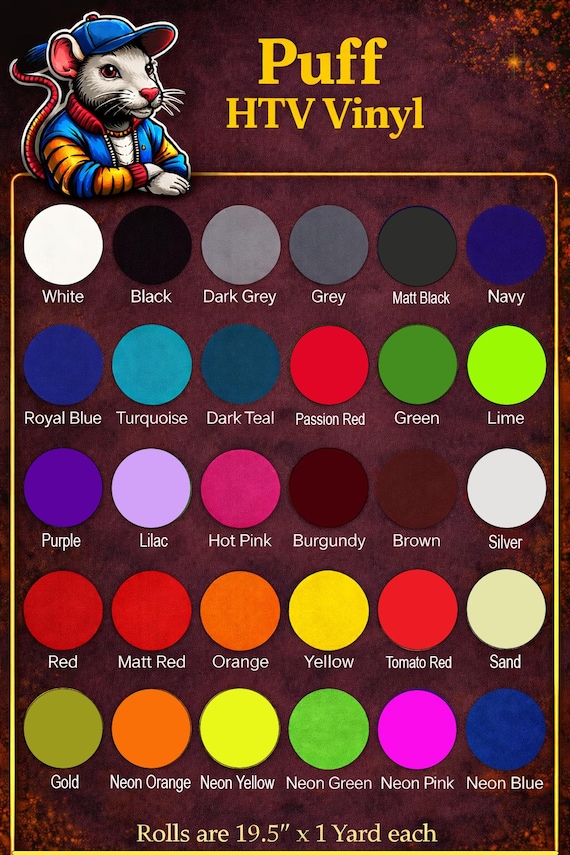 Puff HTV Vinyl | 3D Raised Heat Transfer | 19.5” Wide |  Apparel & Shirt