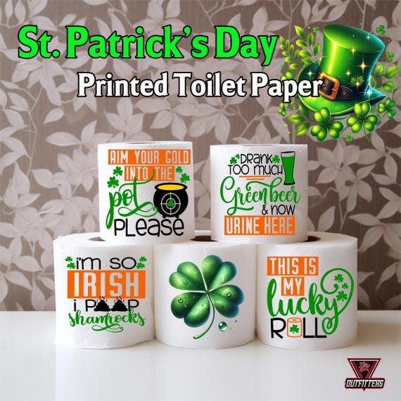 St Patrick's toilet paper, gag gift, St Patrick's gift, St. Patricks, St. Patricks present paper, Irish