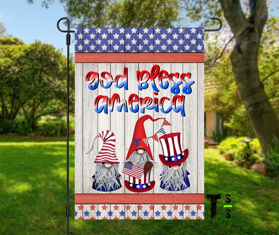 God Bless America Gnomes Garden Flag