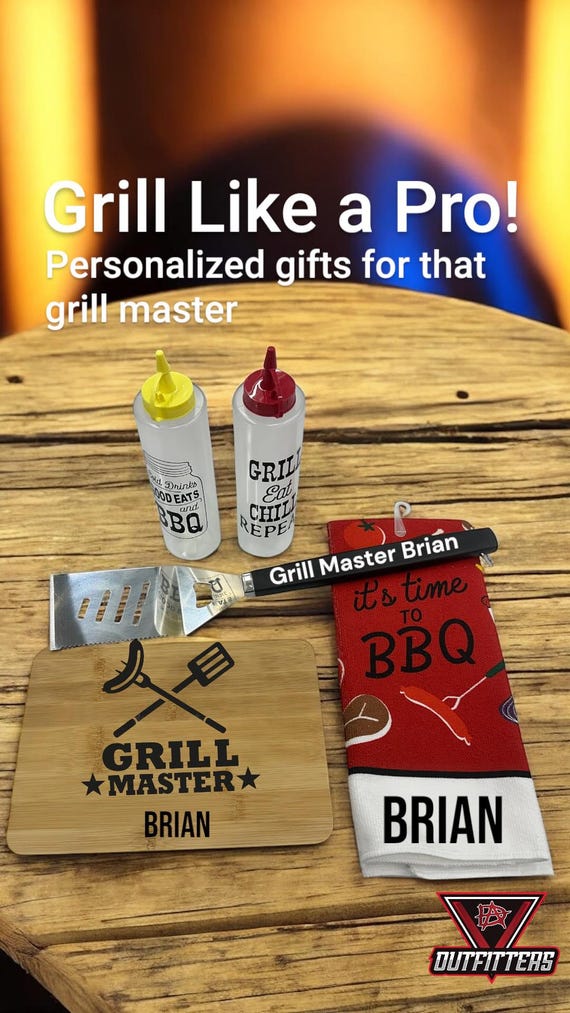 Grilling, Grill Master Kit, Fathers Day,Gift For Dad,Outdoor Cooking set, Cutting board