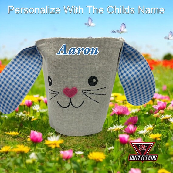 Personalized Easter Basket, Bunny Easter Basket with ears, Easter Basket with name, Kid's Easter Basket with name,Customized Easter Basket