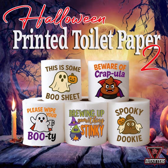 Halloween Toilet Paper Roll – Funny Gag Gift, Spooky Bathroom Décor, Halloween Party White Elephant Gift, Gift-Ready Prank TP