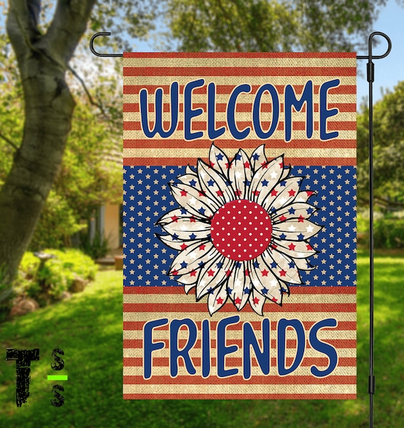 Sunflower Patriotic Garden Flag