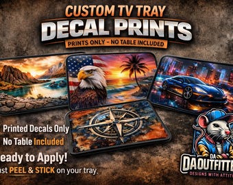 Custom TV Tray Decal Prints - Epoxy Ready Tray Inserts - Glossy or Matte - Personalized Tray Table Decals - Prints Only