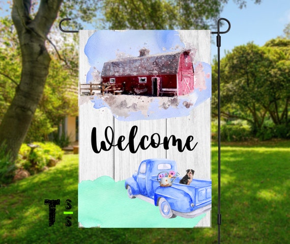Spring Country Barn Yard Garden Flag
