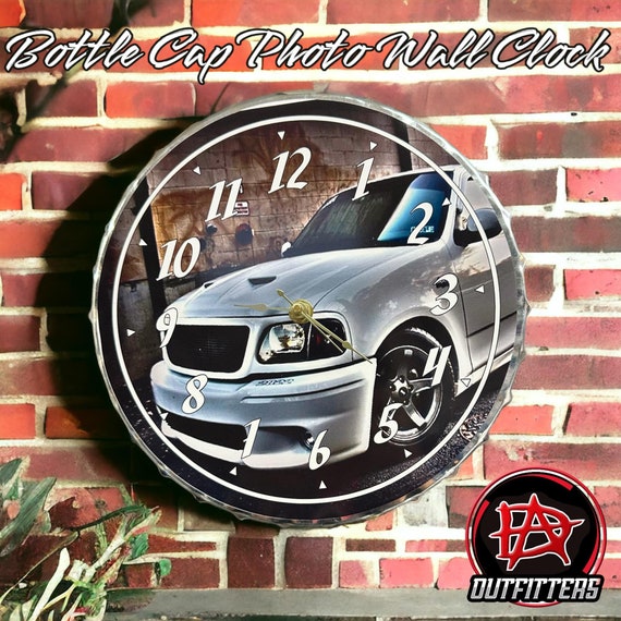 Bottle Gap Photo Clock - Wall Decor - Wall Clock - Retro Clock - Photo Clock - Galvanized Clock