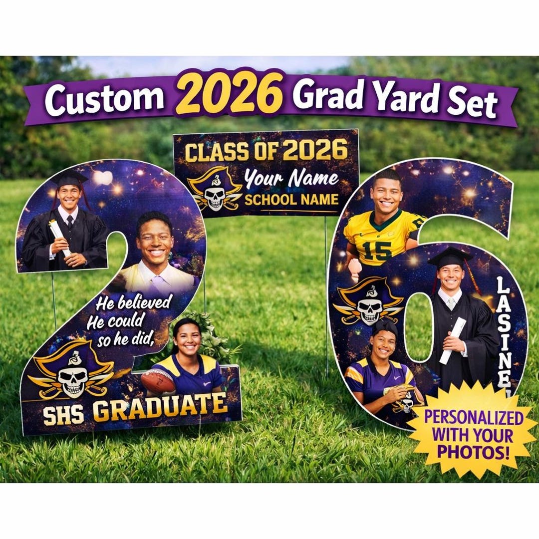 Custom 2026 Graduation Yard Sign Set – 24" 2 & 6 Coroplast Numbers With ...