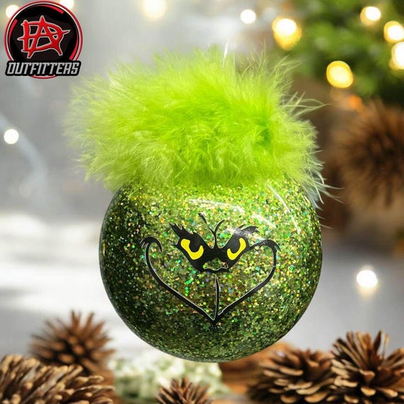 Handcrafted Grinchy Ornaments, Christmas Ornaments, Christmas decor