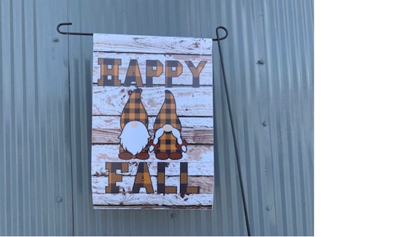 Wood Background “Happy Fall” Garden Flag