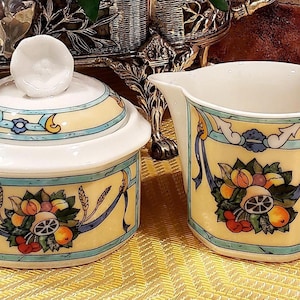 Villeroy & Boch Castellina Creamer and Sugar Set ~ Retro Fruit Design