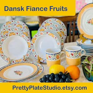 DANSK Fiance Fruits Tableware: Vintage Salad Plate, Bowl, or Mug
