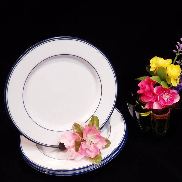 DANSK CONCERTO Allegro BLUE Salad or Dessert Plates, Danish Modern Design, Classic Minimalist Style, Replacement Plates, Made in Sri Lanka