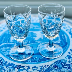 Vintage Inverness Crystal Cordial Glasses - Pineapple Motif, Set of 2