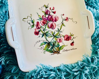 Villeroy & Boch Botanica Square Cake Plate, Lathyrus Tuberosus Sweet Pea, Vitro-Porcelain Serving Tray