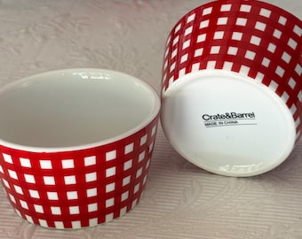 CRATE & BARREL RED Gingham Ramekins, Sold Separately
