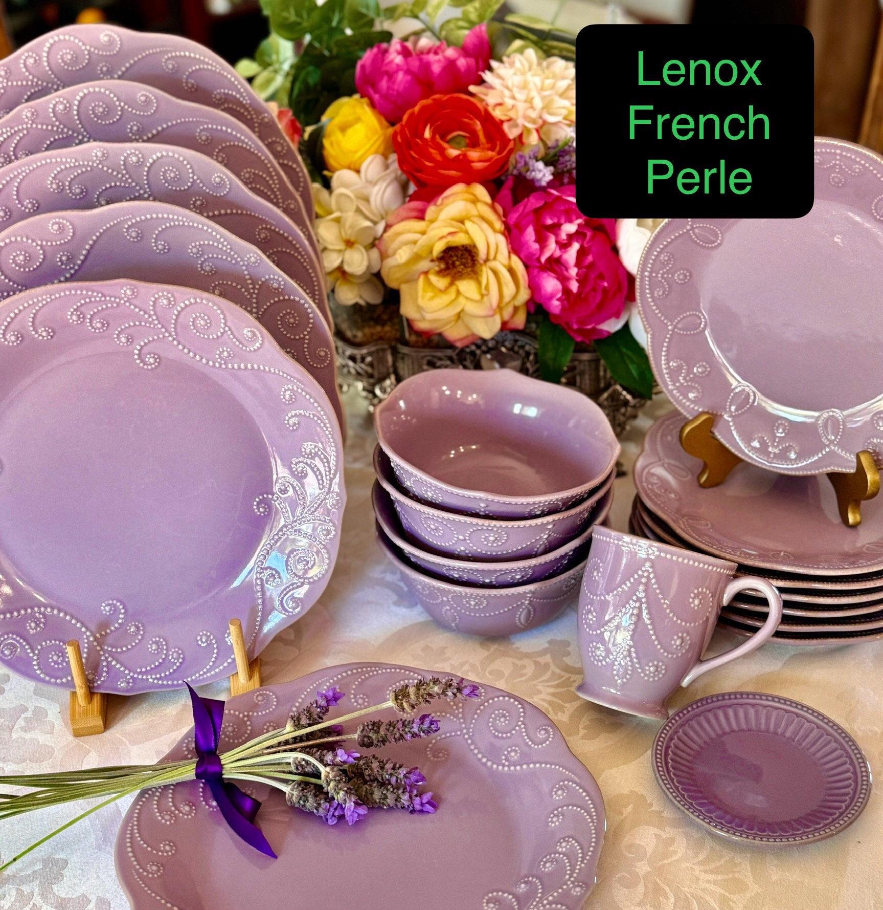 LENOX French Perle Violet Tableware: Embossed Beaded Dinner Plate