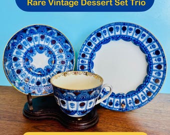 Lomonosov Cobalt Net Tea Trio: Vintage USSR Imperial Porcelain - Etsy