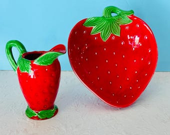Vintage STRAWBERRY BOWL/PITCHER Set: Collectible Rosenthal Netter