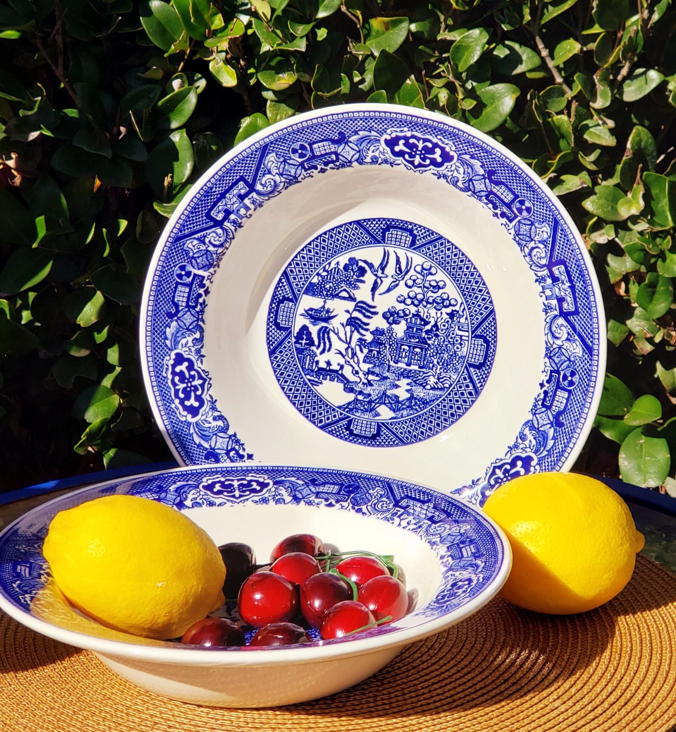 Antique Blue store Willow Dinner Plates, Bowl, Platter & more