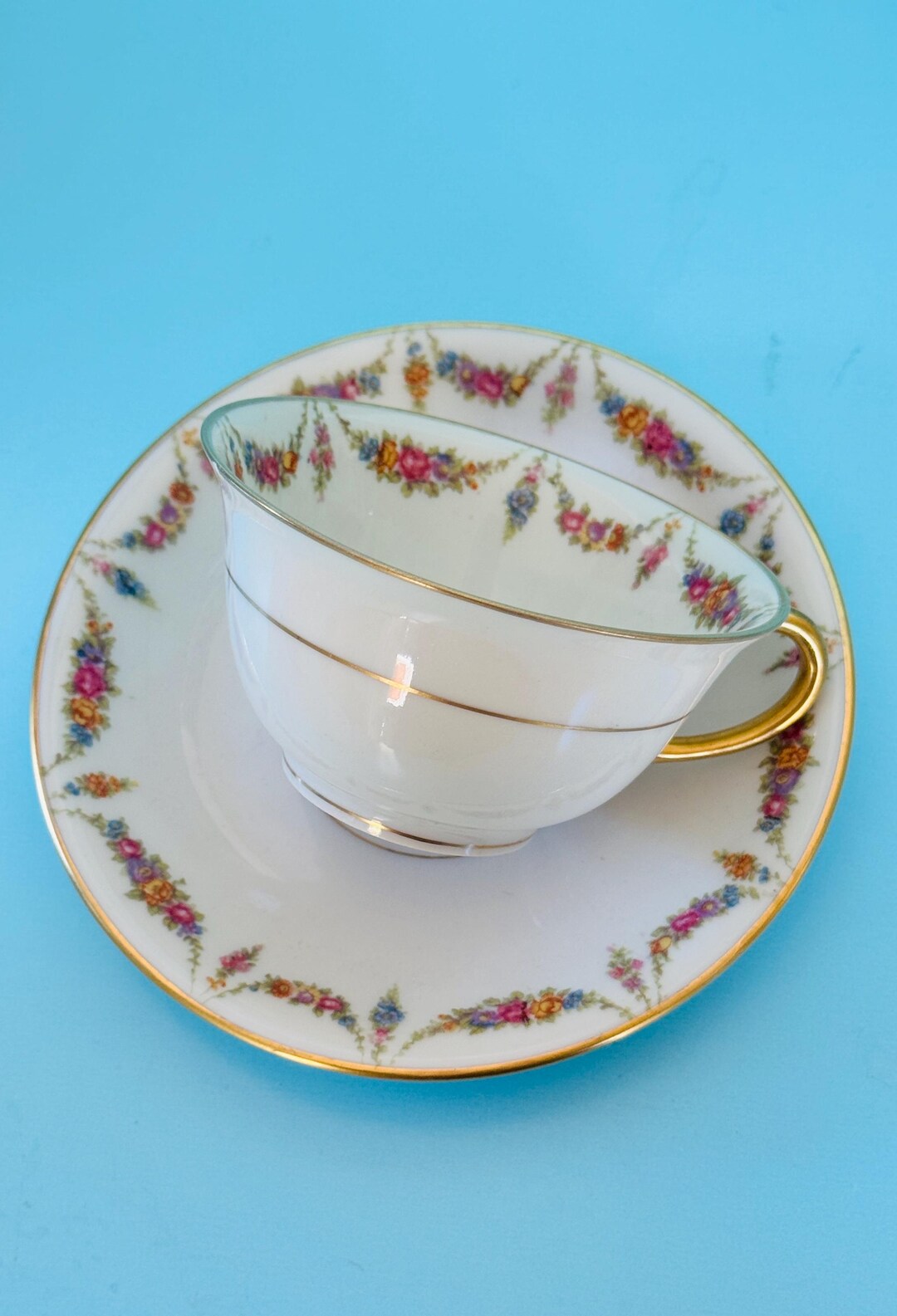 Bone China Antique LIMOGES ELITE WORKS Teacup and Saucer ~ Gilt Rims - Etsy