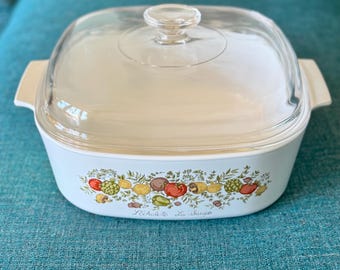 CORNINGWARE SPICE of LIFE Vintage 4-Quart Covered Casserole ~ L’Echalote/La Sauge (Shallot/Sage)