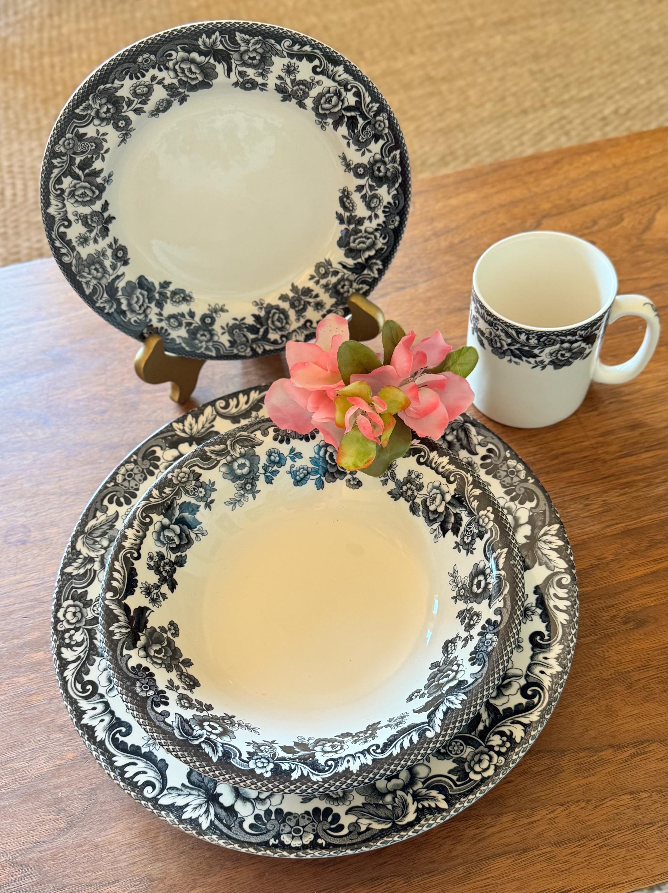 SPODE DELAMERE BLACK Plate/bowl/mug: Vintage English Transferware