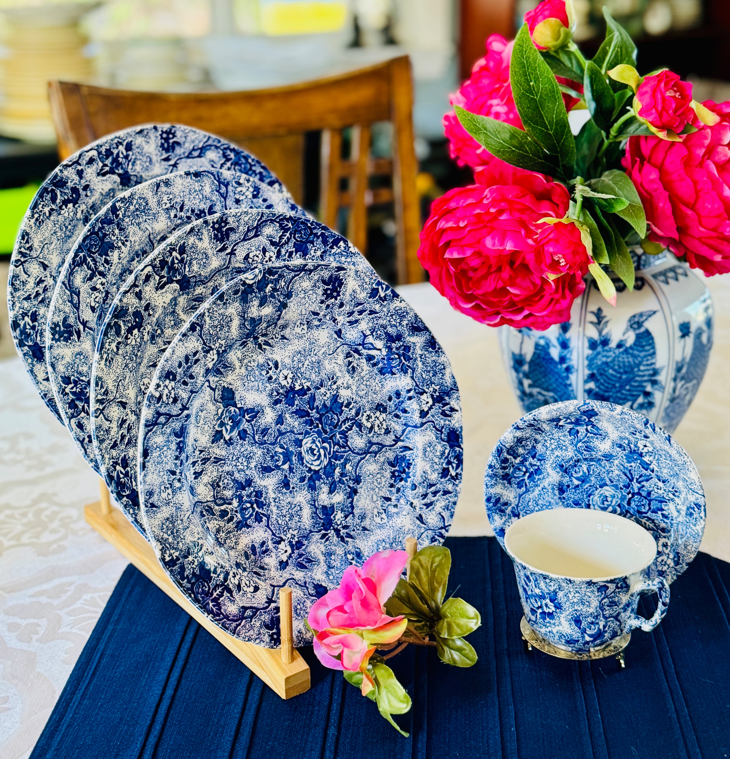 Vintage Laura Ashley Chintzware Plate or Teacup Set: Blue White