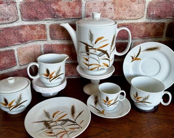 Ginori Italian Mid-Century Coffee Service ~ Regular and Demitasse Coffee Cups, Saucers, Dessert Plates, Coffee Pot, Creamer, Sugar with Lid