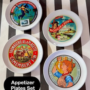 Normandy Camembert Cheese Plates - Set of 4 - Small Appetizer Dishes