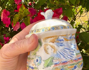 Faïencerie de Gien, Raphaël Sugar Bowl with Lid: RARE Collectible ~ Made in France