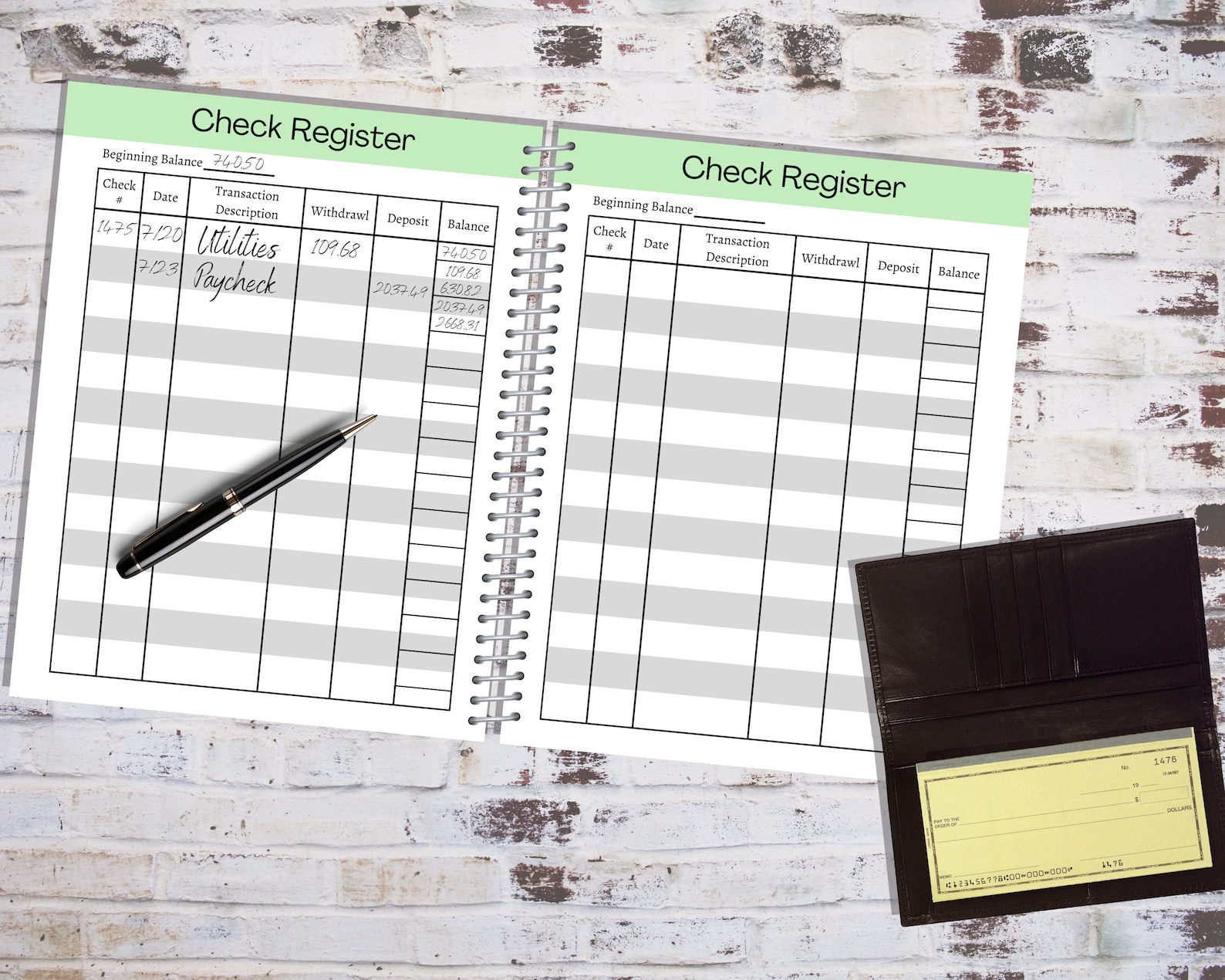 Check Register, Checkbook Register, Large Print Check Register