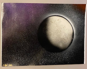 Moon and Space all done with spray paints on A3 sheet