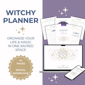 Witchy Planner – Printable PDF for Beginners | Daily, Weekly, Monthly Pages | Digital Witchcraft Planner for Rituals, Spells & Intentions