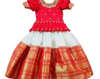 Red Pattu Pavadai - Etsy