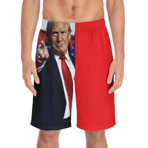 Donald Trump Men&#39;s Board Shorts - Perfect for Summer BBQs, Beach Days, 4th of July, Pool Parties, Father&#39;s Day Gift, Casual Wear