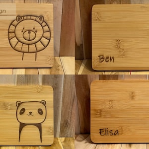 Children's bamboo board, children's breakfast board, wooden board with engraving, personalized gift, birth gift, breakfast board,