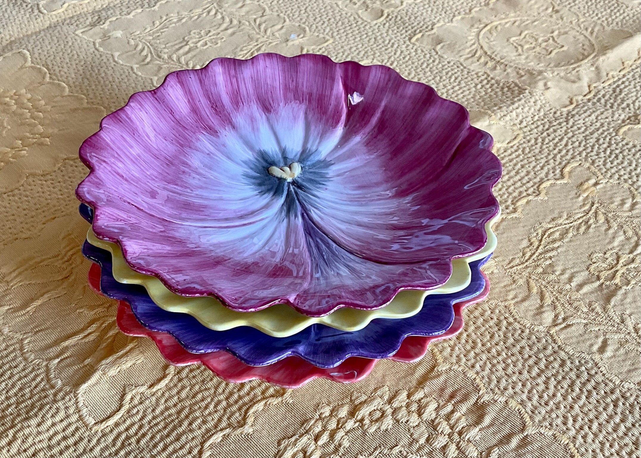 Set of 4 Fitz and Floyd april Flowers Pattern Plates / Fitz Etsy