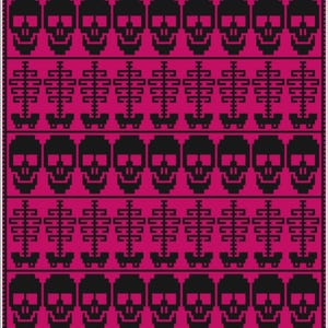 Necropolis Mosaic Overlay Crochet Skulls and Skeletons Afghan Pattern